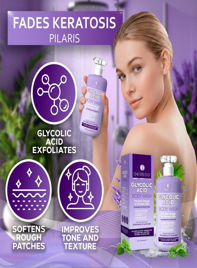 BELLISSO Glycolic Acid Body Wash - Exfoliating AHA Liquid Soap for Rough and Bumpy Skin - Gentle Exfoliant - Bump and Lump Eraser Formula - 16 Fl Oz - Image 4